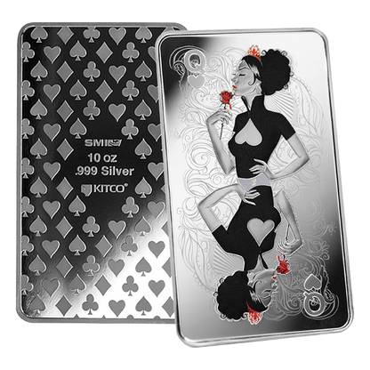 Buy 10 oz Silver Bar Queen of Hearts