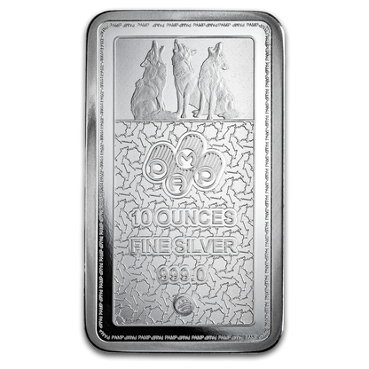 Buy 10 oz Silver Into the Wild American Wolf Bar