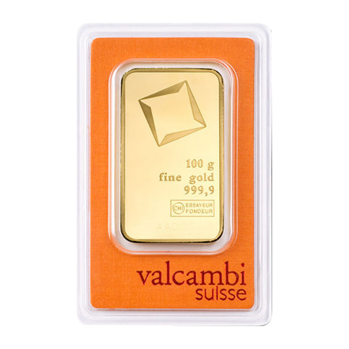 Valcambi Suisse 100 g Gold Minted Bars (w/ assay) [Ships week of Oct.12]