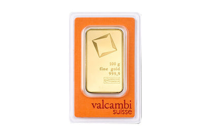 Valcambi Suisse 100 g Gold Minted Bars (w/ assay)