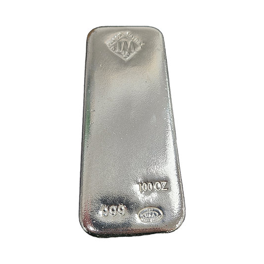 100 oz Silver Bars - Johnson Matthey | New Generation (poured)