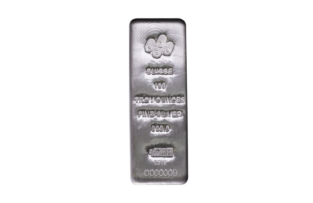 100 oz Silver Bars - PAMP Suisse (w/Assay Certificate)