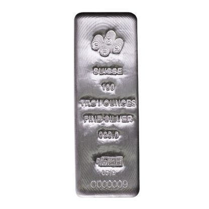 100 oz Silver Bars - PAMP Suisse (w/Assay Certificate)