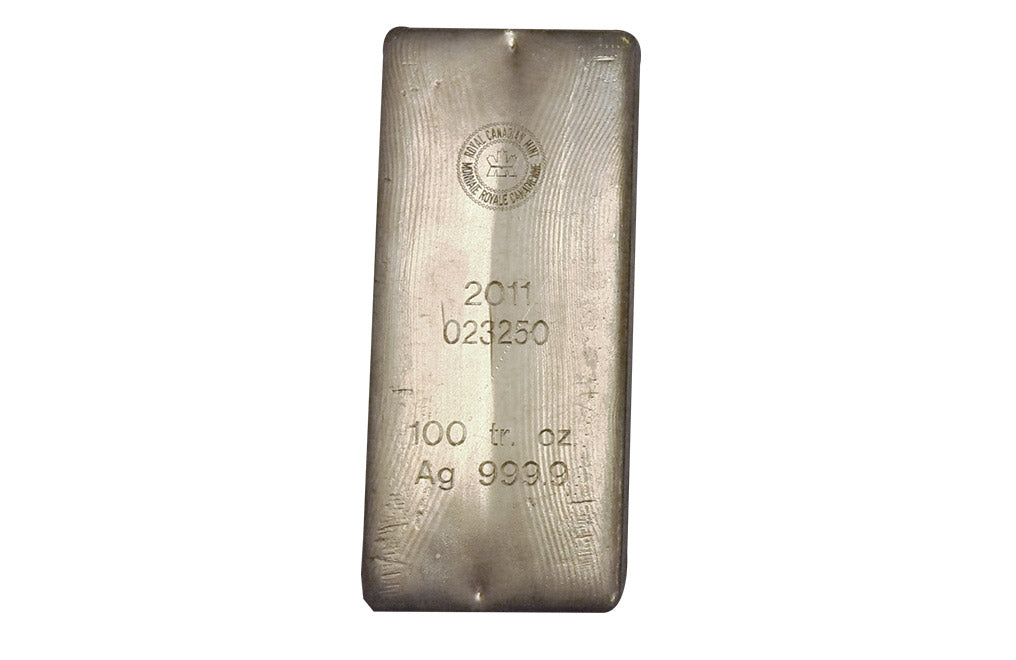 100 oz Silver Bars - Royal Canadian Mint (Previous Design) .9999 pure