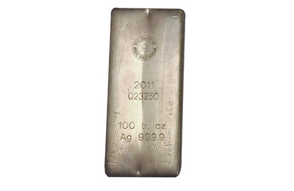 100 oz Silver Bars - Royal Canadian Mint (Previous Design) .9999 pure
