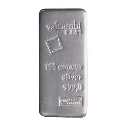 100 oz Silver Cast Bar - Valcambi Suisse