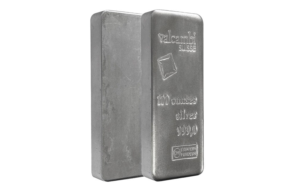 100 oz Silver Cast Bar - Valcambi Suisse