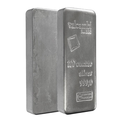 100 oz Silver Cast Bar - Valcambi Suisse