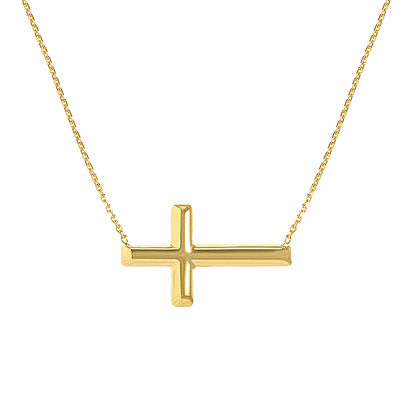 Buy 14K Yellow Gold Mini Sideways Cross Necklace
