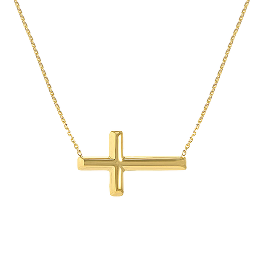 Buy 14K Yellow Gold Mini Sideways Cross Necklace