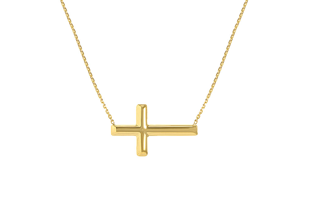 Buy 14K Yellow Gold Mini Sideways Cross Necklace