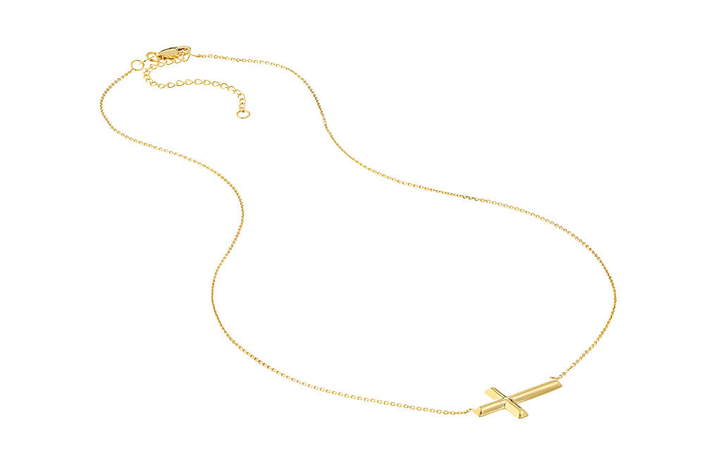 Buy 14K Yellow Gold Mini Sideways Cross Necklace