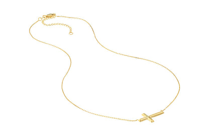 Buy 14K Yellow Gold Mini Sideways Cross Necklace