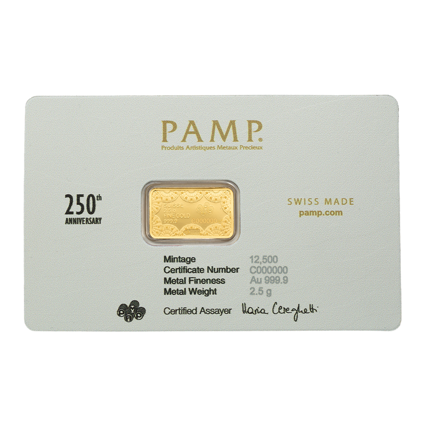 2.5 g Gold 250th Anniversary of the United States Vintage Heraldic Bald Eagle Bar