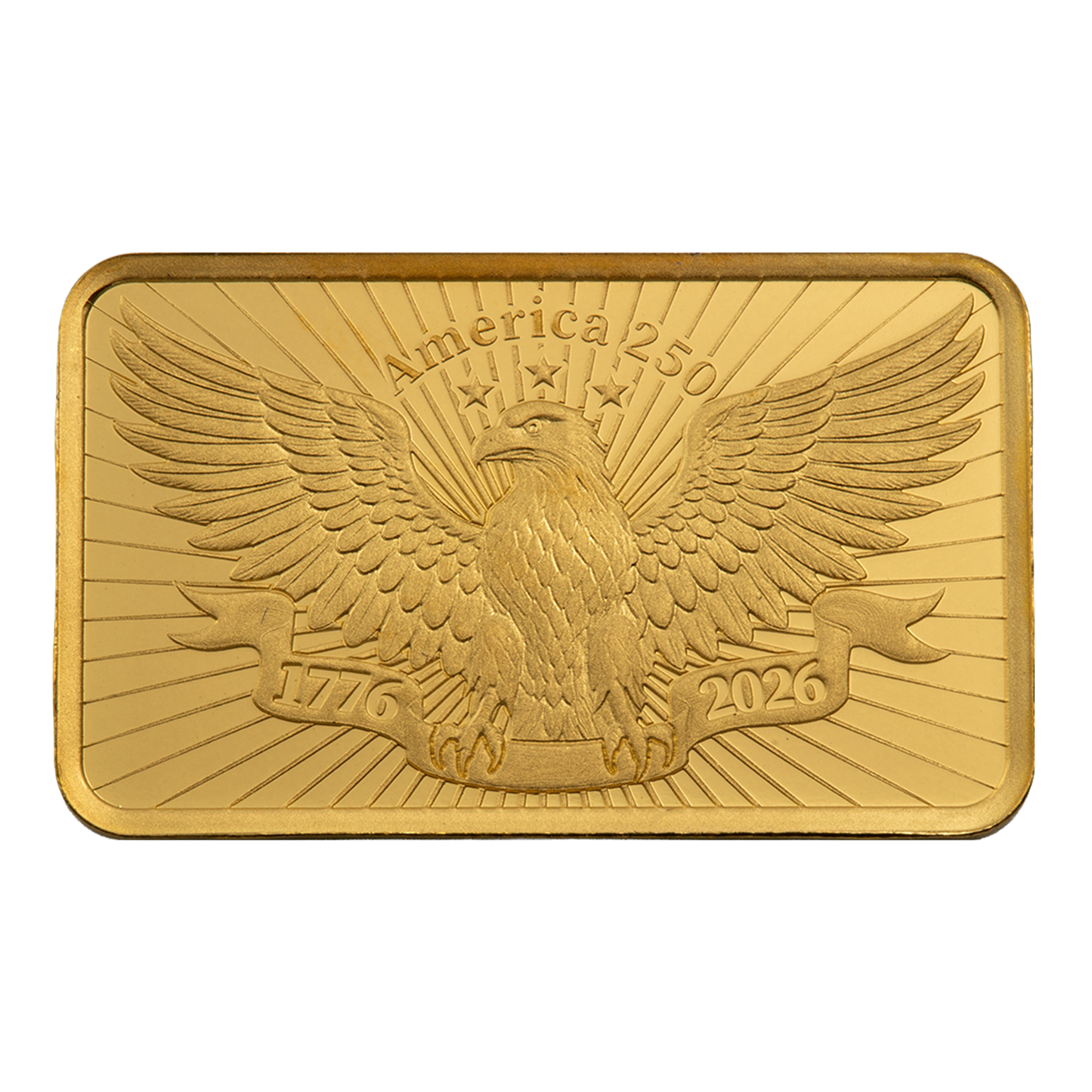 2.5 g Gold 250th Anniversary of the United States Vintage Heraldic Bald Eagle Bar