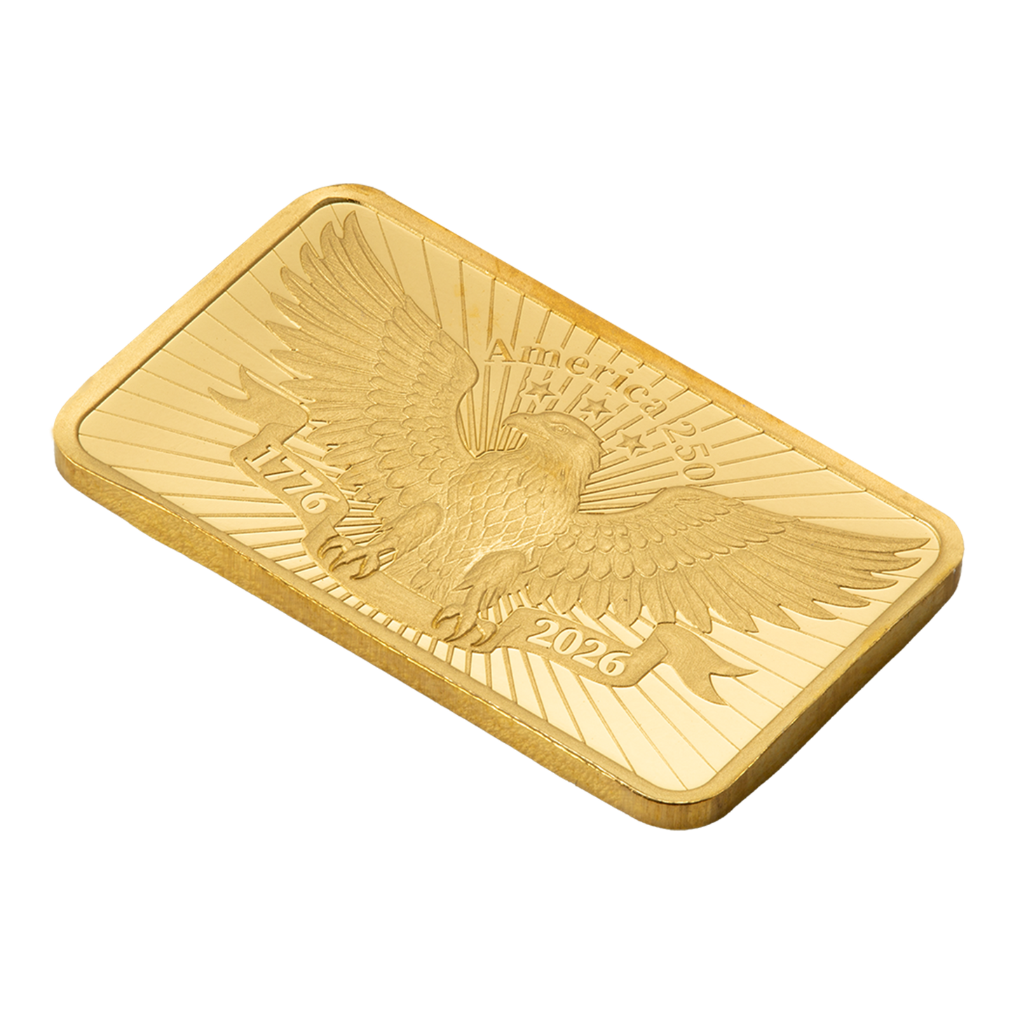 2.5 g Gold 250th Anniversary of the United States Vintage Heraldic Bald Eagle Bar