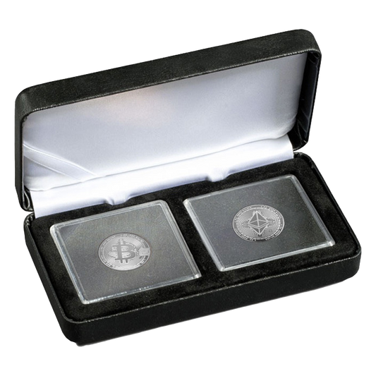 2 oz Silver Cryptocurrency Bitcoin and Ethereum Round Set