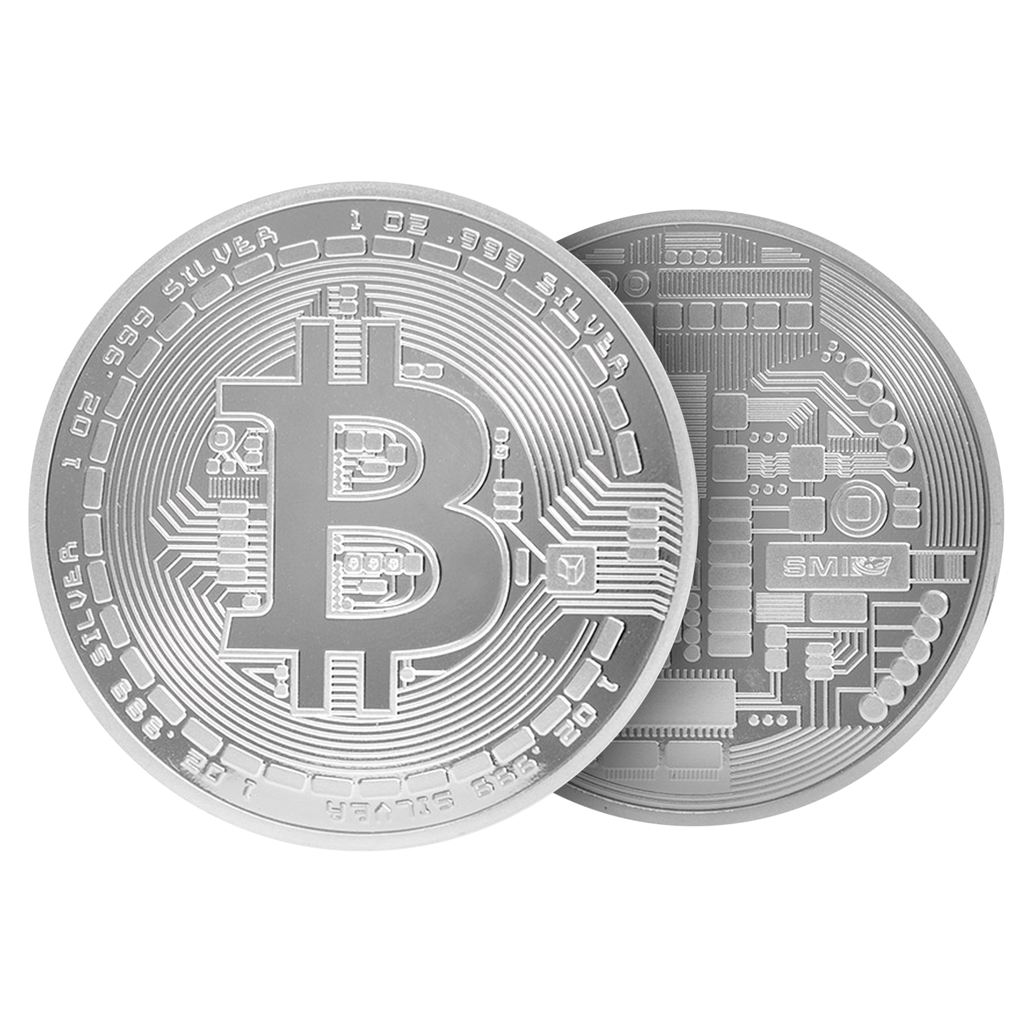 2 oz Silver Cryptocurrency Bitcoin and Ethereum Round Set