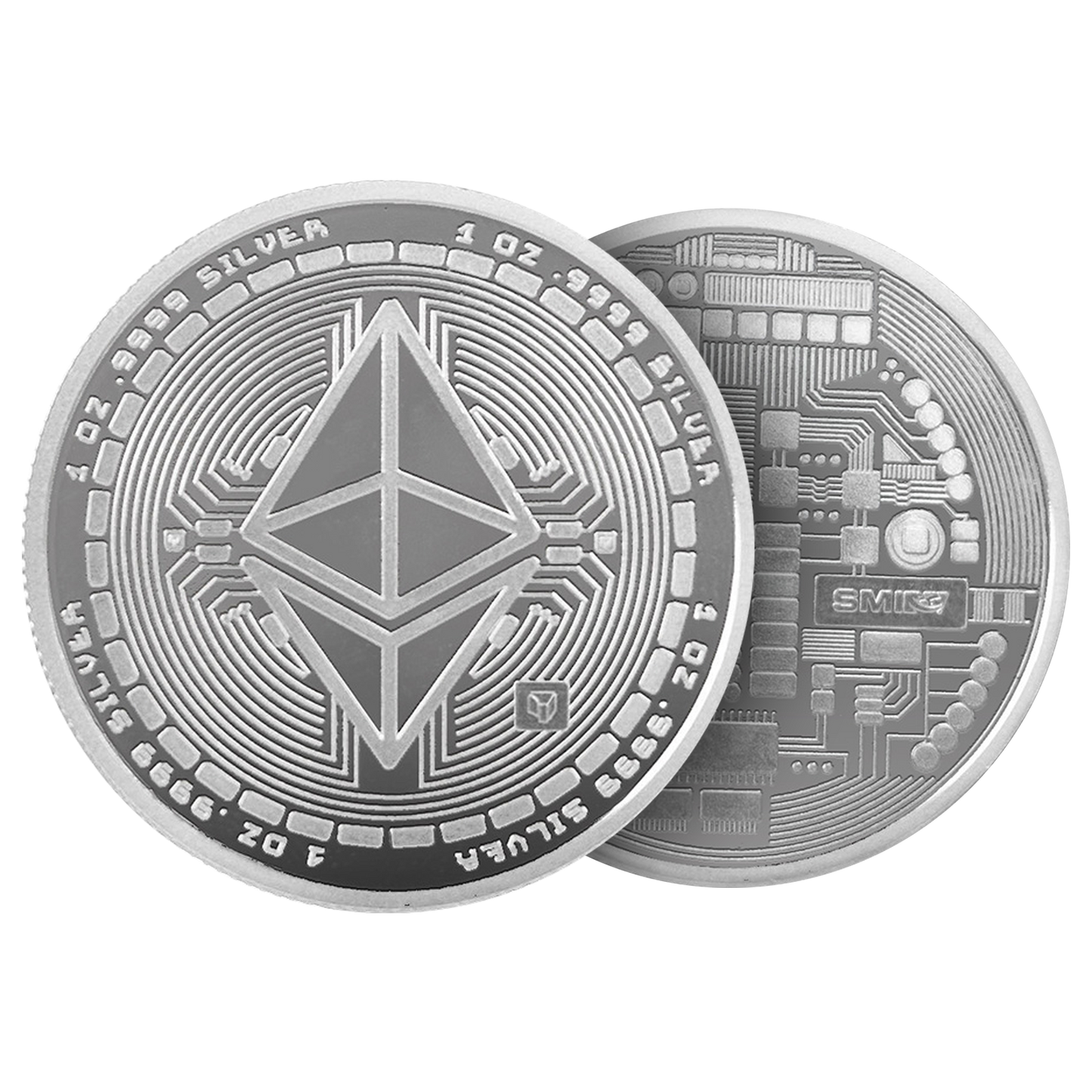 2 oz Silver Cryptocurrency Bitcoin and Ethereum Round Set