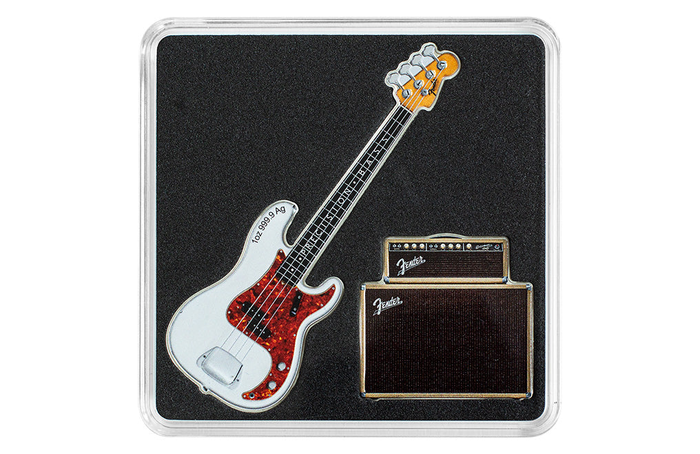 2 oz Silver Fender® Dynamic Duo Precision Bass® Guitar & Bassman® Amp Coin