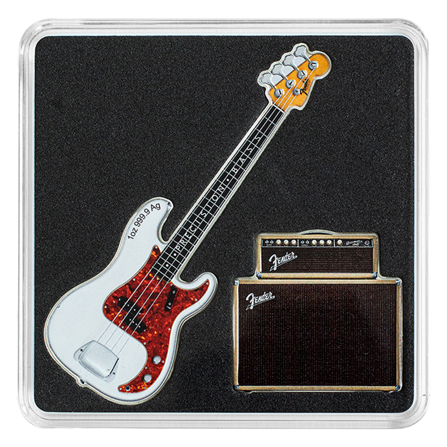 2 oz Silver Fender® Dynamic Duo Precision Bass® Guitar & Bassman® Amp Coin