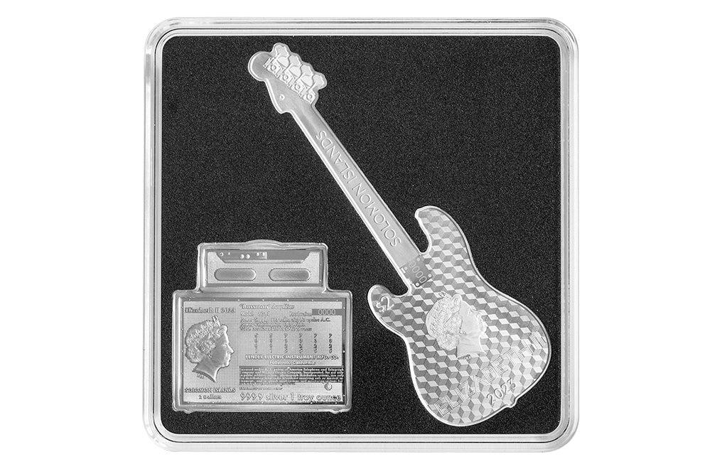 2 oz Silver Fender® Dynamic Duo Precision Bass® Guitar & Bassman® Amp Coin