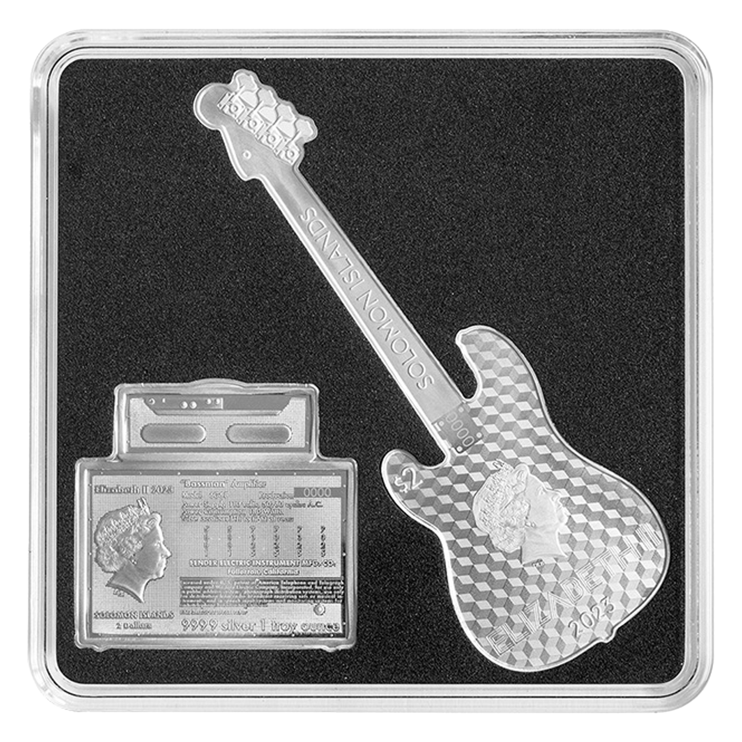 2 oz Silver Fender® Dynamic Duo Precision Bass® Guitar & Bassman® Amp Coin