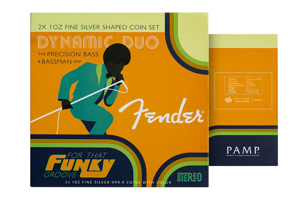 2 oz Silver Fender® Dynamic Duo Precision Bass® Guitar & Bassman® Amp Coin