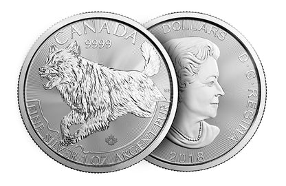 2018 1 oz Silver Wolf- RCM Predator Series Coin .9999