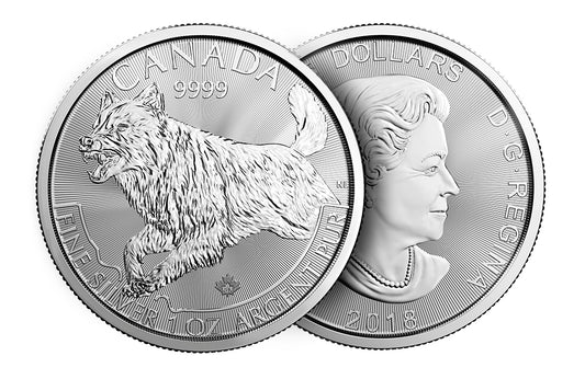 2018 1 oz Silver Wolf- RCM Predator Series Coin .9999