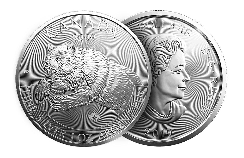 2019 1 oz Silver Grizzly - RCM Predator Series Coin