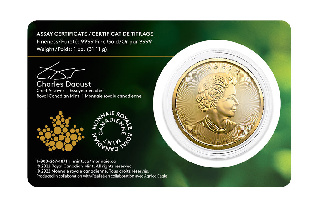 2022 1 oz Gold Maple Coins (single-sourced mine)