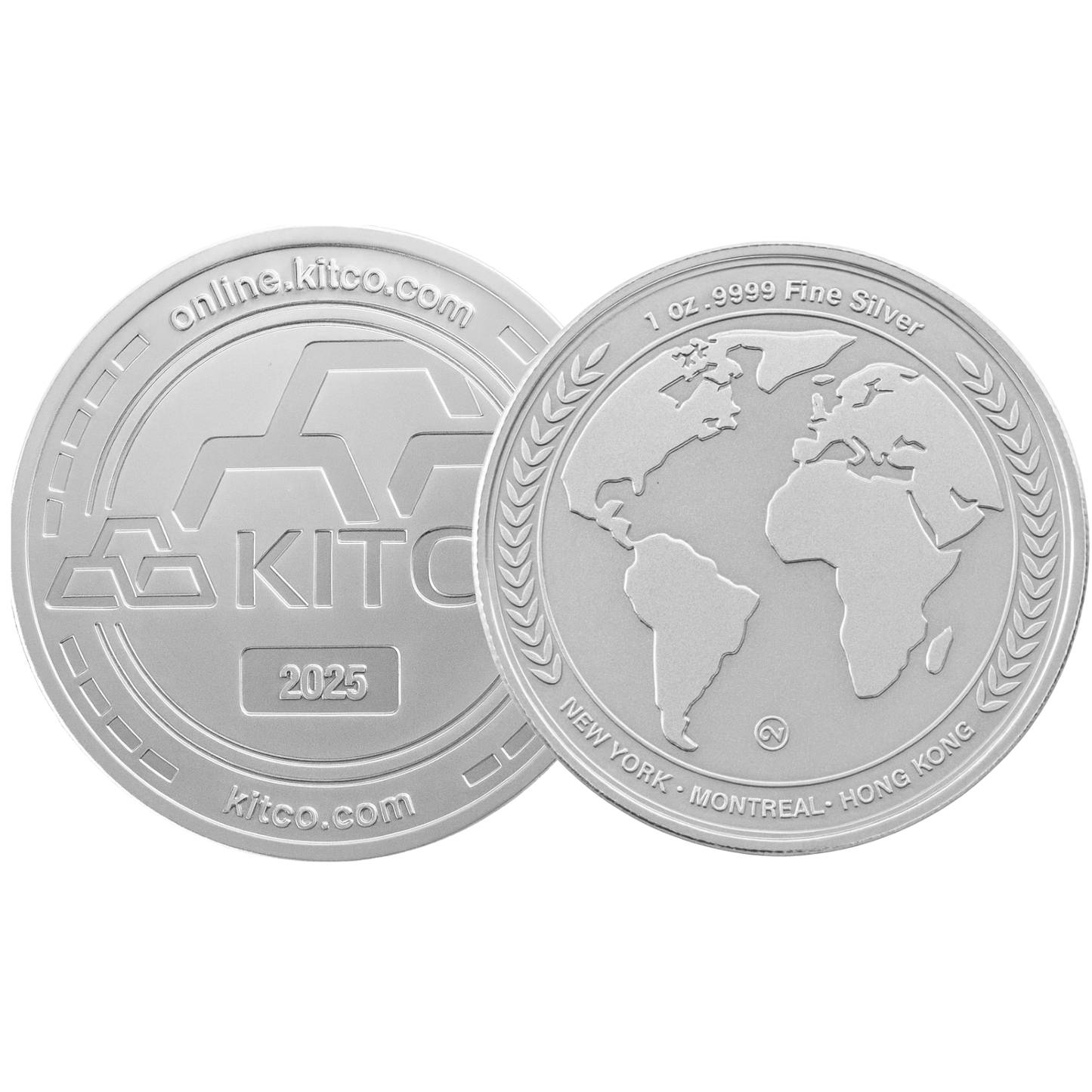 1 oz Silver Kitco Round .9999 - Globe Edition