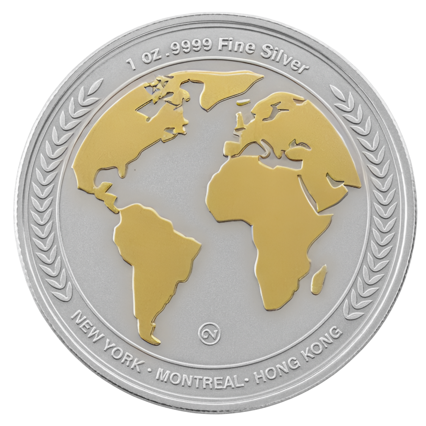 1 oz Silver Kitco Round .9999 – Globe Edition (Gold Plated)