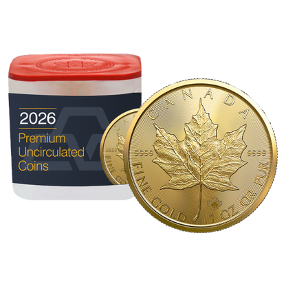 2026 MintFirst™ 1 oz Gold Maple Leaf Coins (tube of 10) - [Canada: Shipping week of Aug 10]