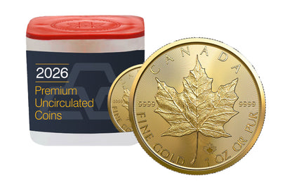 2026 MintFirst™ 1 oz Gold Maple Leaf Coins (tube of 10)