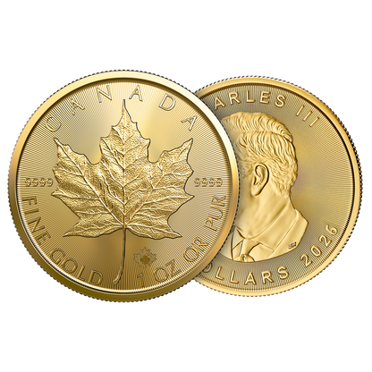 2026 MintFirst™ 1 oz Gold Maple Leaf Coins (tube of 10) - [US: Shipping week of Aug 17th]