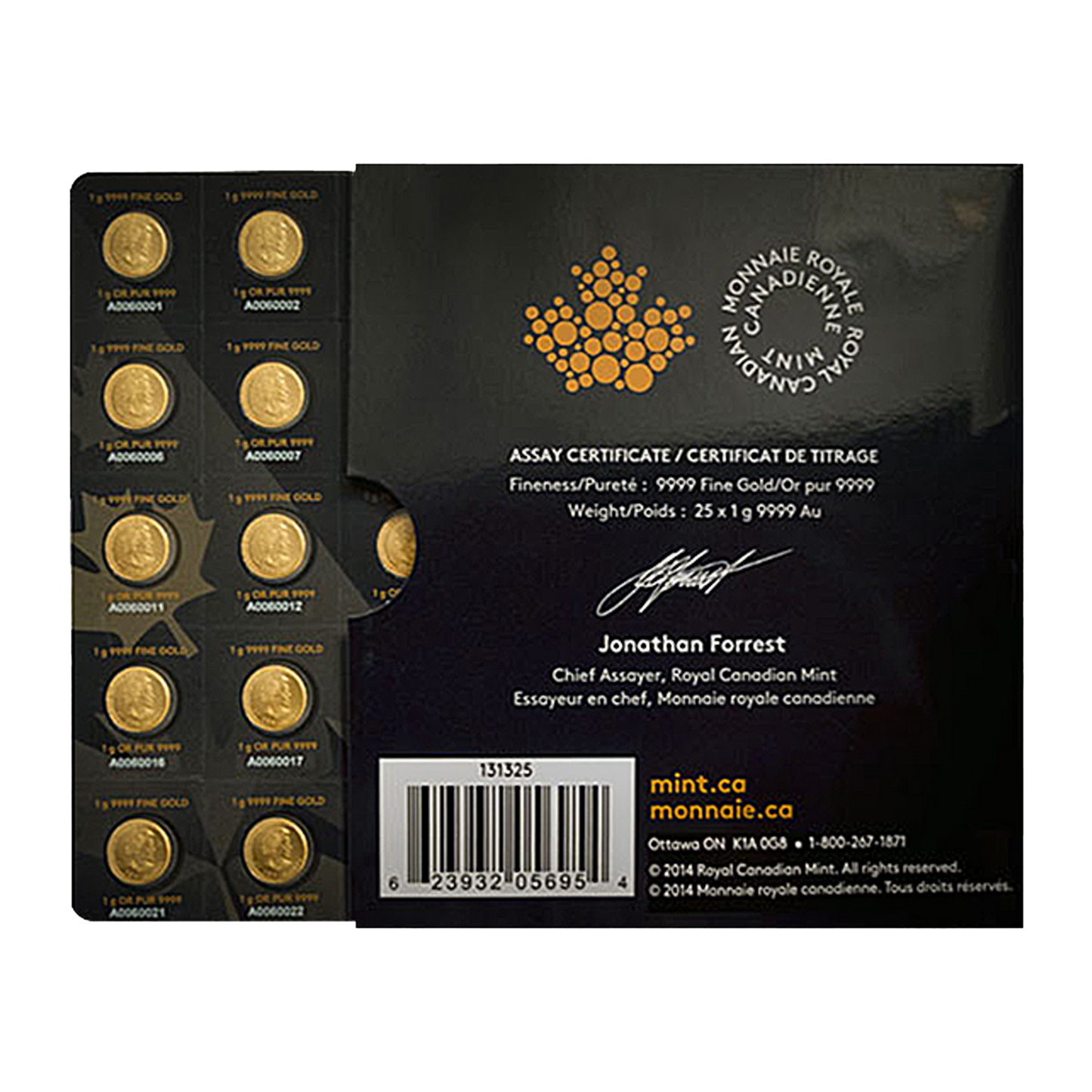 25 x 1 gram Gold MapleGram25™ (Random Year)