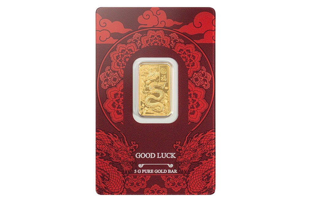 Buy 5 g Gold Good Luck Yellow Dragon Bar .9999
