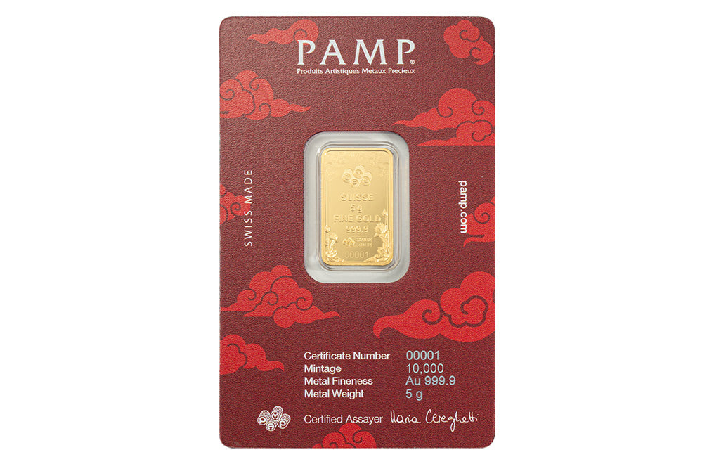 Buy 5 g Gold Good Luck Yellow Dragon Bar .9999
