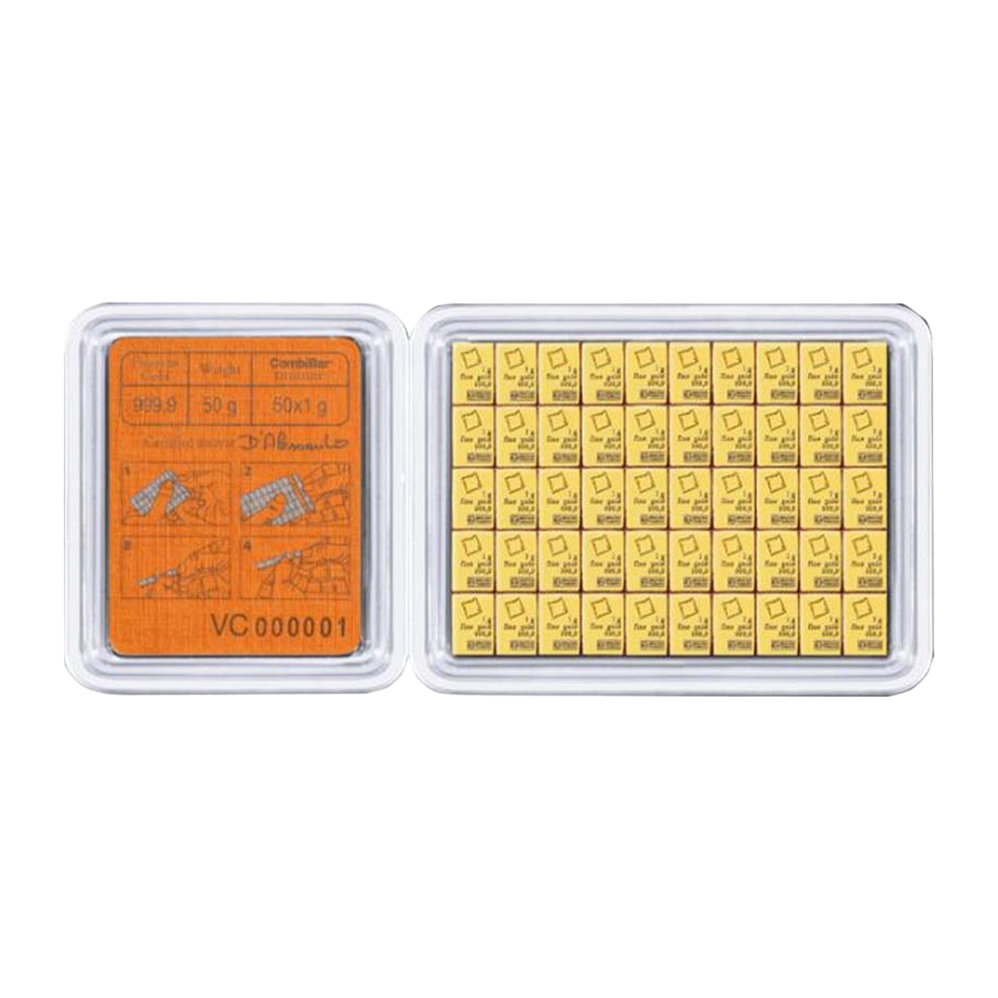 50 x 1g Gold CombiBar™ - Valcambi Suisse (w/ assay)