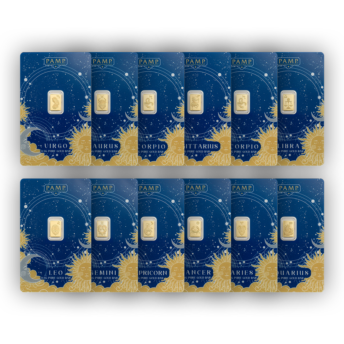 Buy 6 g Gold Zodiac Bar Set (12 x 0.5 g)