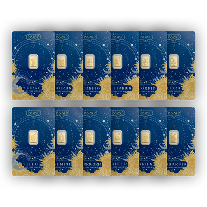 Buy 6 g Gold Zodiac Bar Set (12 x 0.5 g)