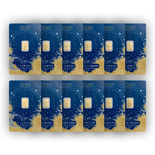 Buy 6 g Gold Zodiac Bar Set (12 x 0.5 g)