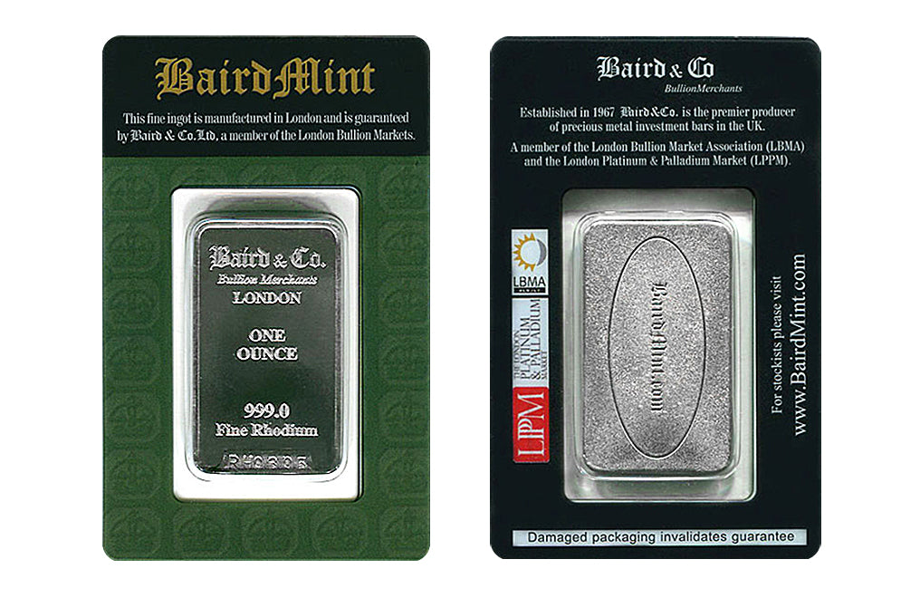 1 oz Rhodium Bars Baird & Co.