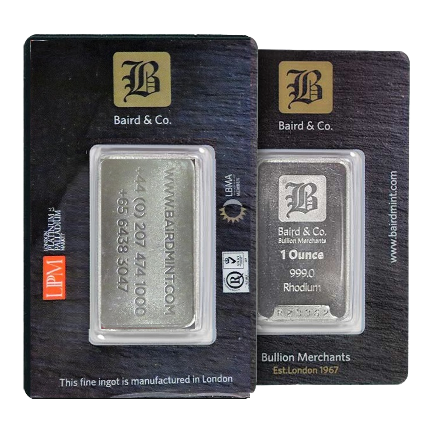 1 oz Rhodium Bars Baird & Co.
