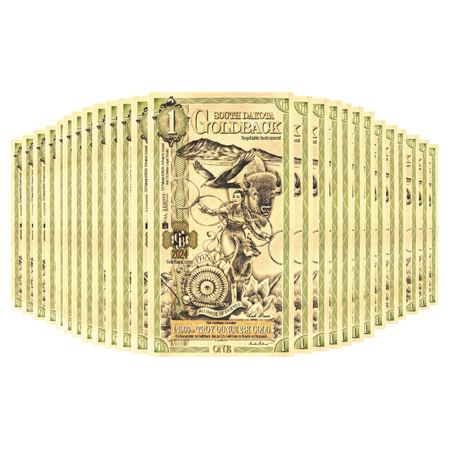 Buy 1 South Dakota Goldback Notes Pack (50 pcs) 24K