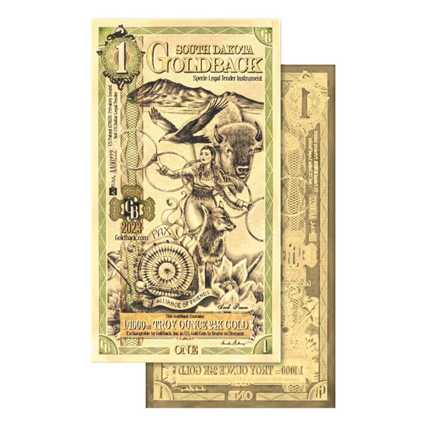 Buy 1 South Dakota Goldback Notes Pack (50 pcs) 24K