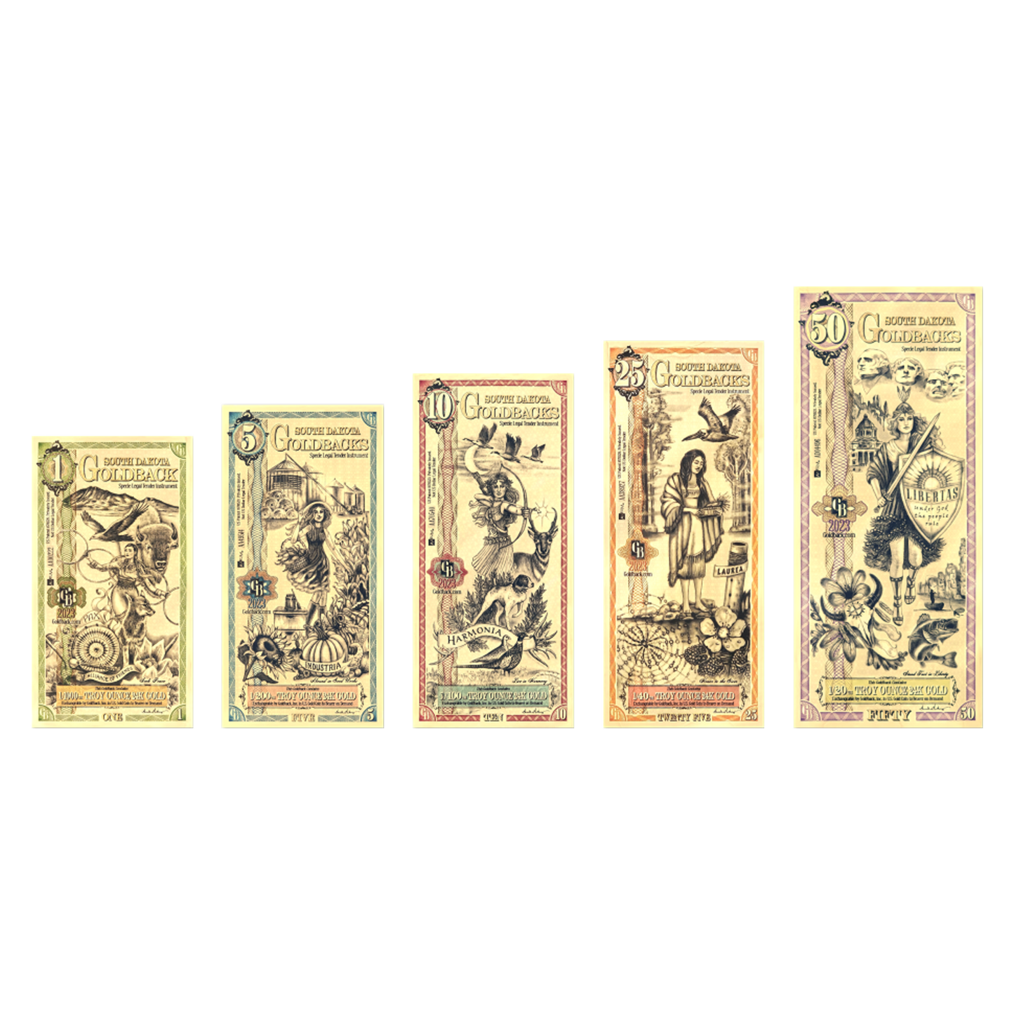 Buy South Dakota Goldback Gold Notes Full Set 24K
