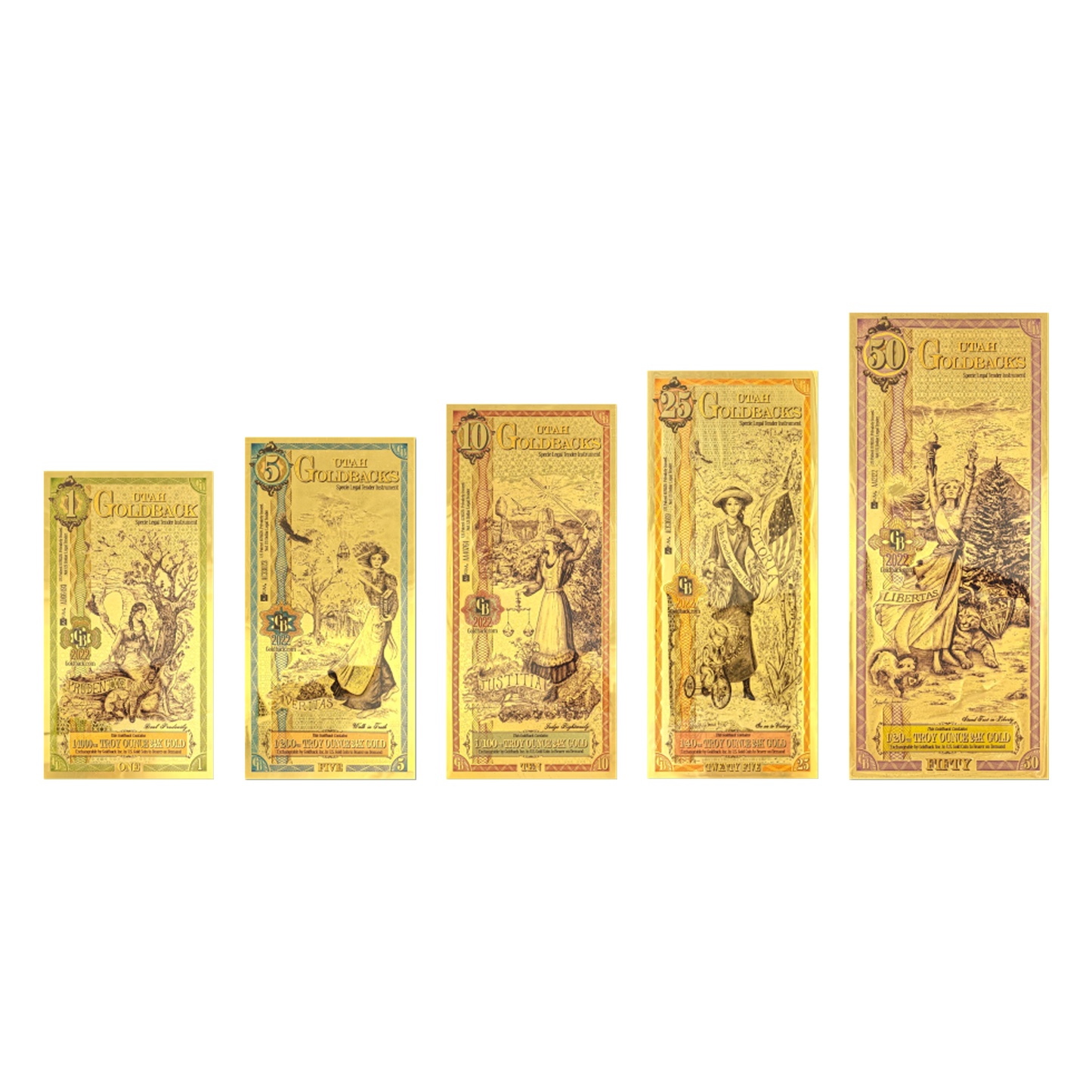 Buy Utah Goldback Gold Notes Full Set 24K